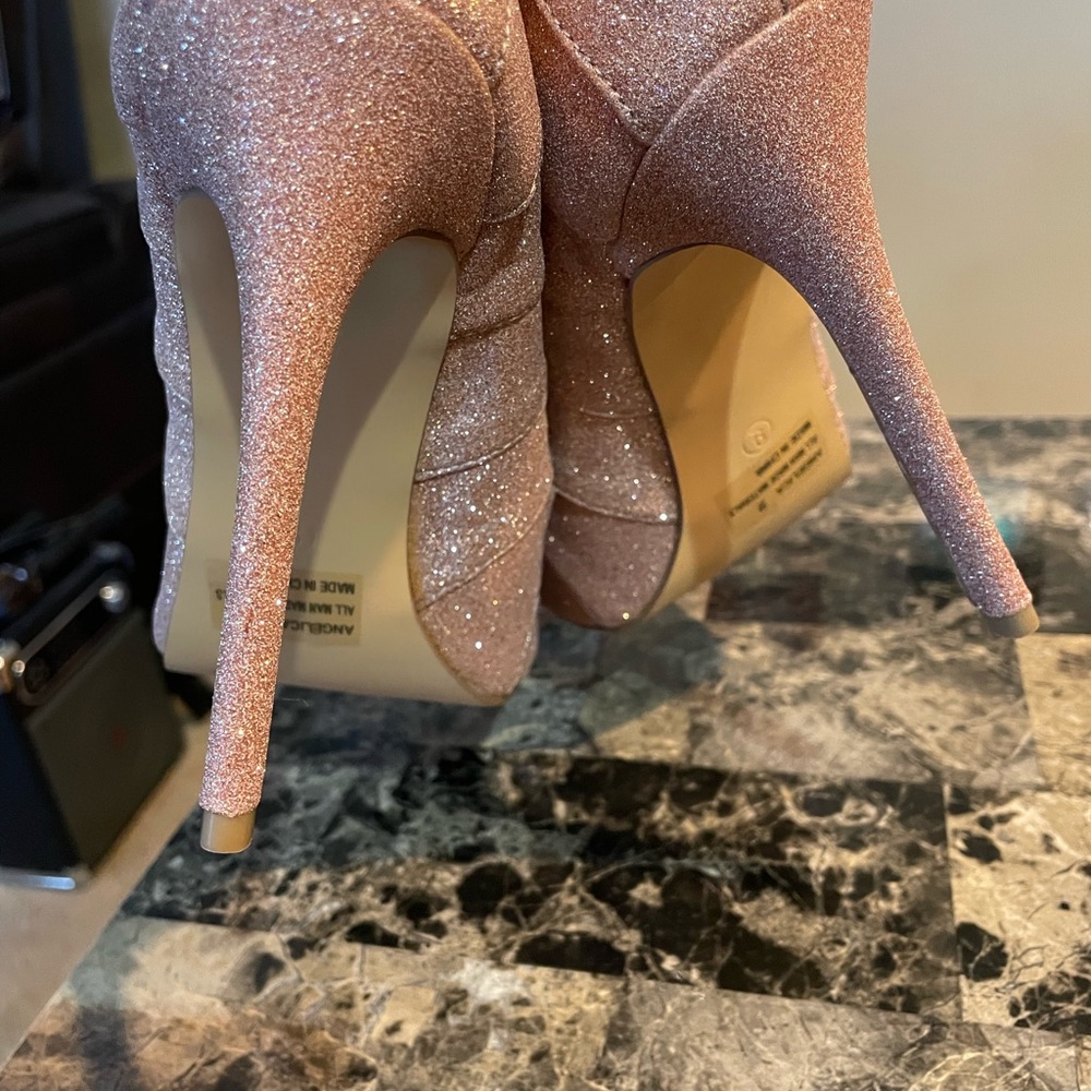 Angelica Glitter Cutout Heels - Pink 4.5" - Picture 6 of 10